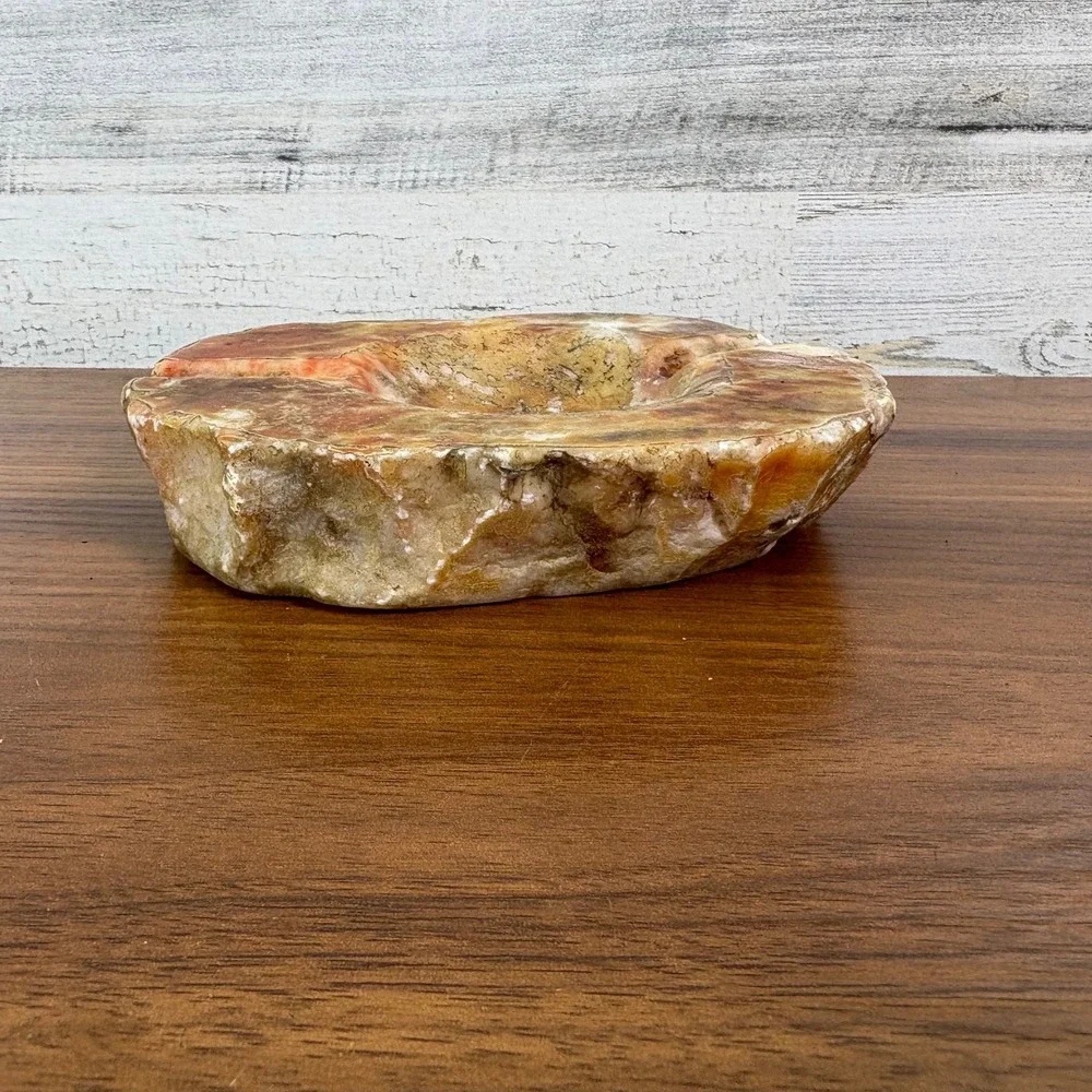 Vintage Italian Alabaster 1960's Ashtray Marble Hand Carved 6